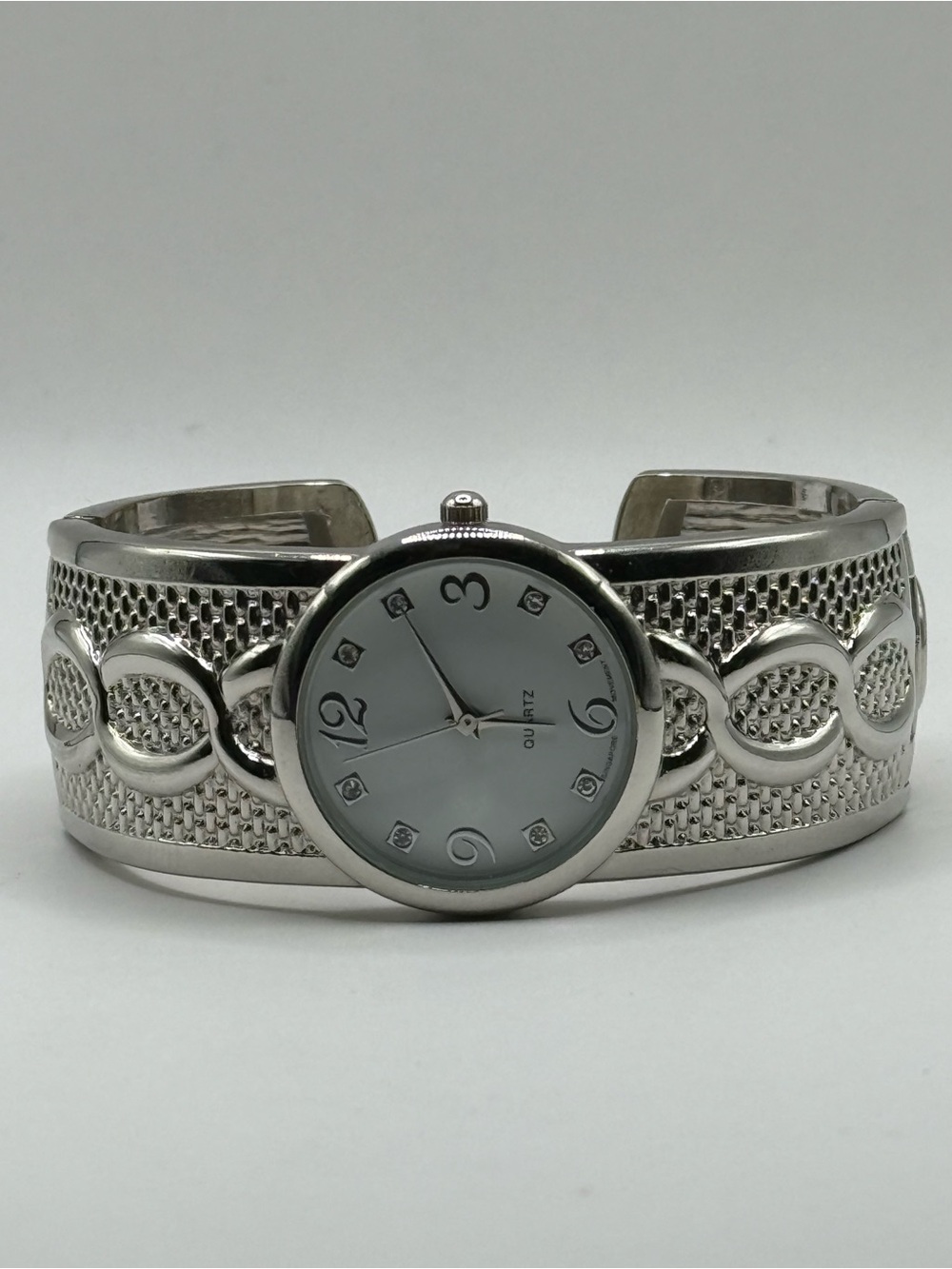 Geneva Women's Silver Cuff Watch PT1681 (New Battery) Singapore Movement